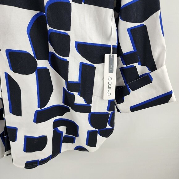 Chicos Shirt Womens 16 Multi Geometric 3/4 Sleeve Blockade Button Up NWT - Picture 4 of 10